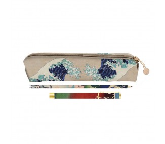 Set portatodo + boligrafo y lapiz La Gran Ola de Kanagawa Hokusai
