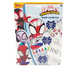 Libro Colorear + Lapices Spidey Marvel