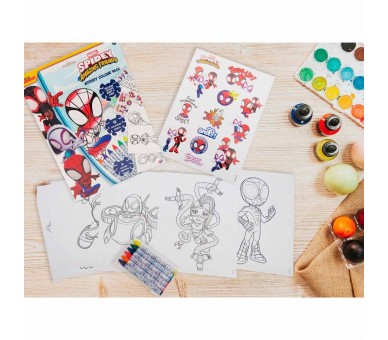 Libro Colorear + Lapices Spidey Marvel