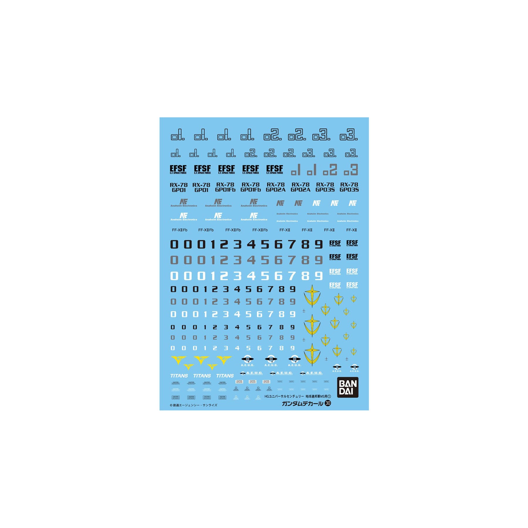 Pegatinas Agua Gundam Decal 30 HGUC Earth Federation 1