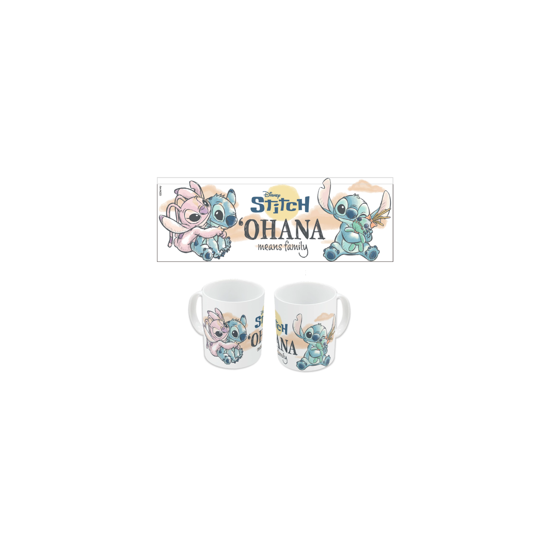 Taza Ceramica 325 Ml Stitch & Angel Varios