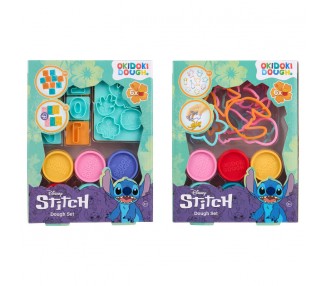 Blister 6 mini botes plastilina + moldes Stitch Disney surtido