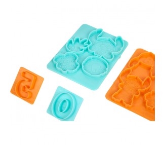 Blister 6 mini botes plastilina + moldes Stitch Disney surtido