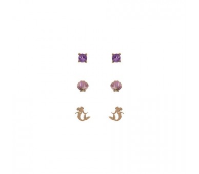 Set 3 Pares De Pendientes La Sirenita Disney