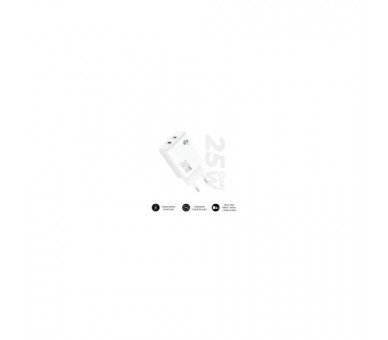 Cargador De Pared Gan Subblim 25W Charger Usb C+C/ 2Xusb Tip