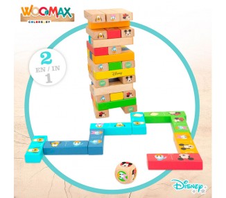 Juego Torre Bloques + Domino madera Disney