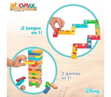 Juego Torre Bloques + Domino madera Disney