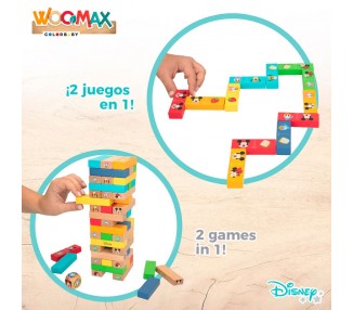 Juego Torre Bloques + Domino madera Disney