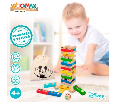Juego Torre Bloques + Domino madera Disney