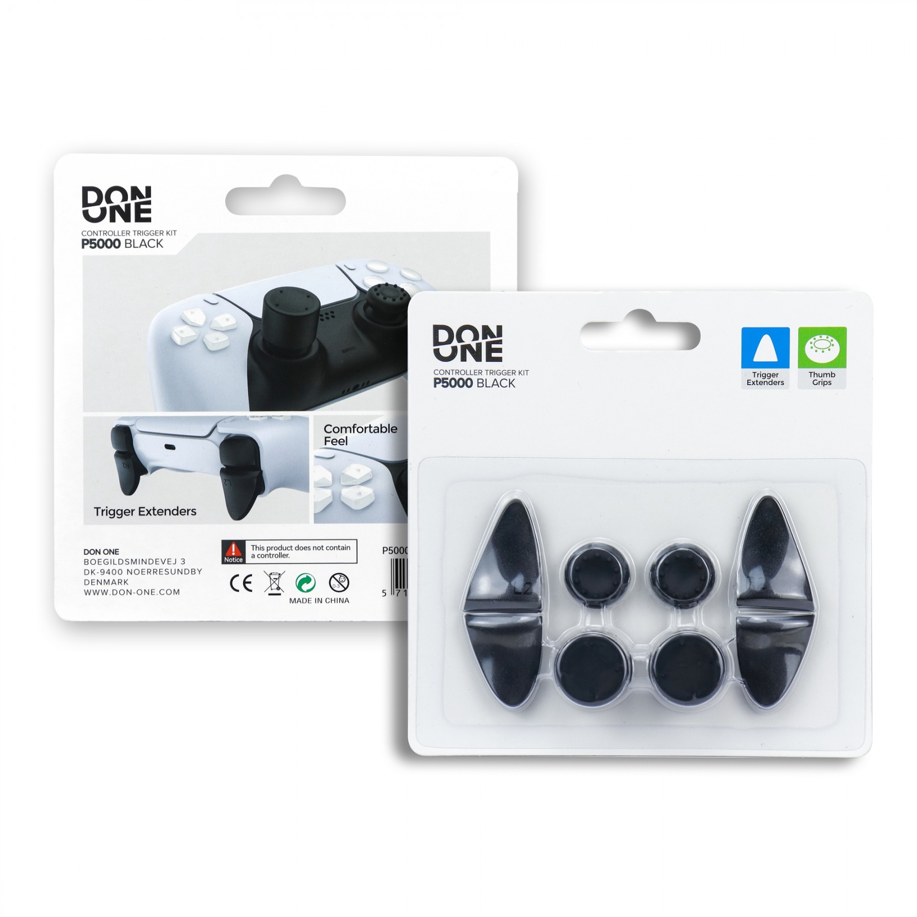 DON ONE - P5000 Negro - PS5 Mando Controller TRIGGER KIT THUMB GRIPS