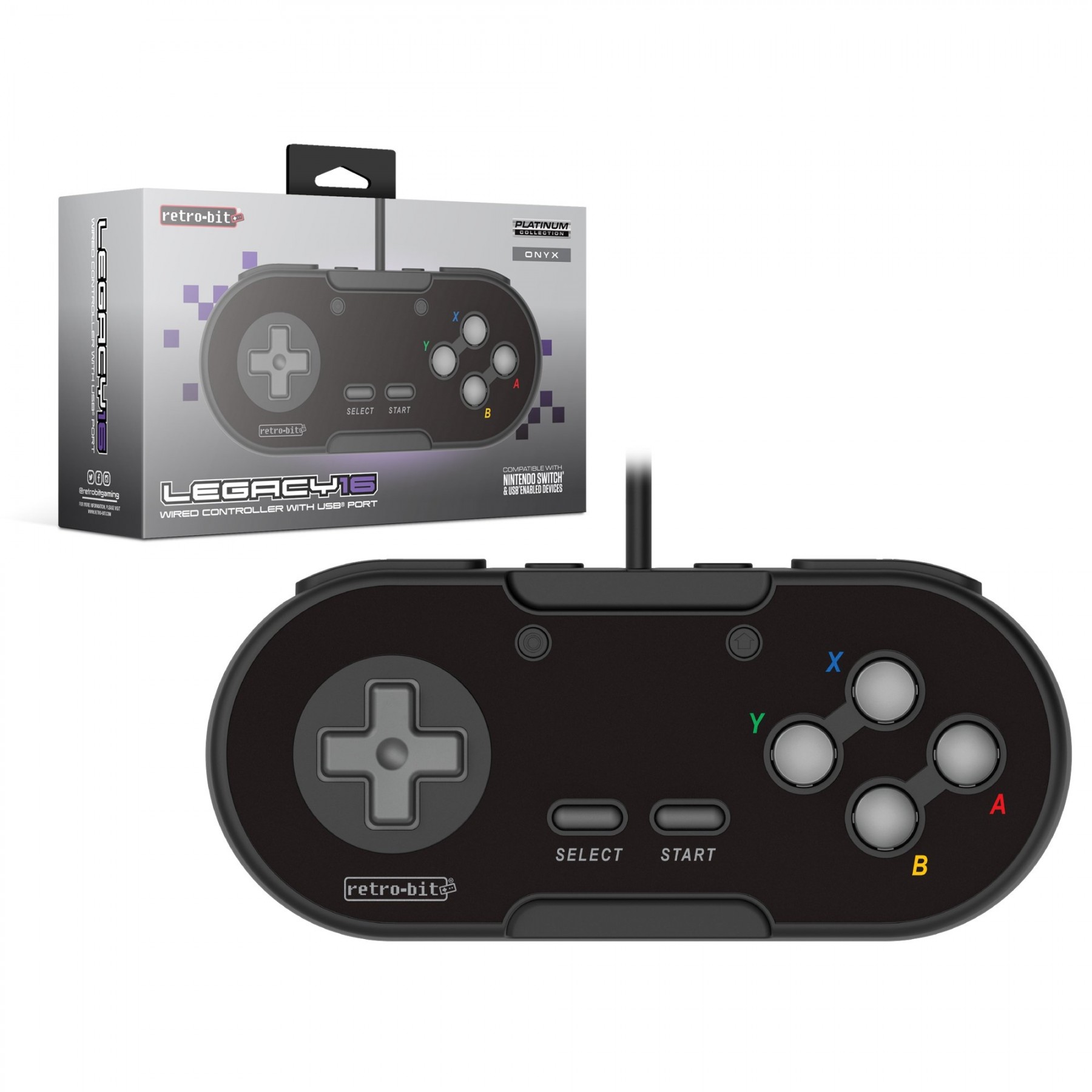 Retro-Bit Legacy 16 USB Port Mando Controller Negro para Nintendo Switch