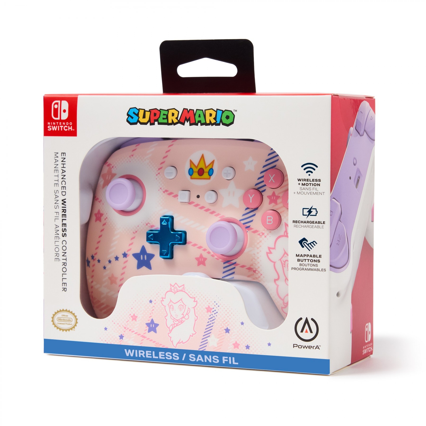 Mando Controlador PowerA Enhanced Inalambrico Controller para Nintendo Switch​ Princess Peach Plaid