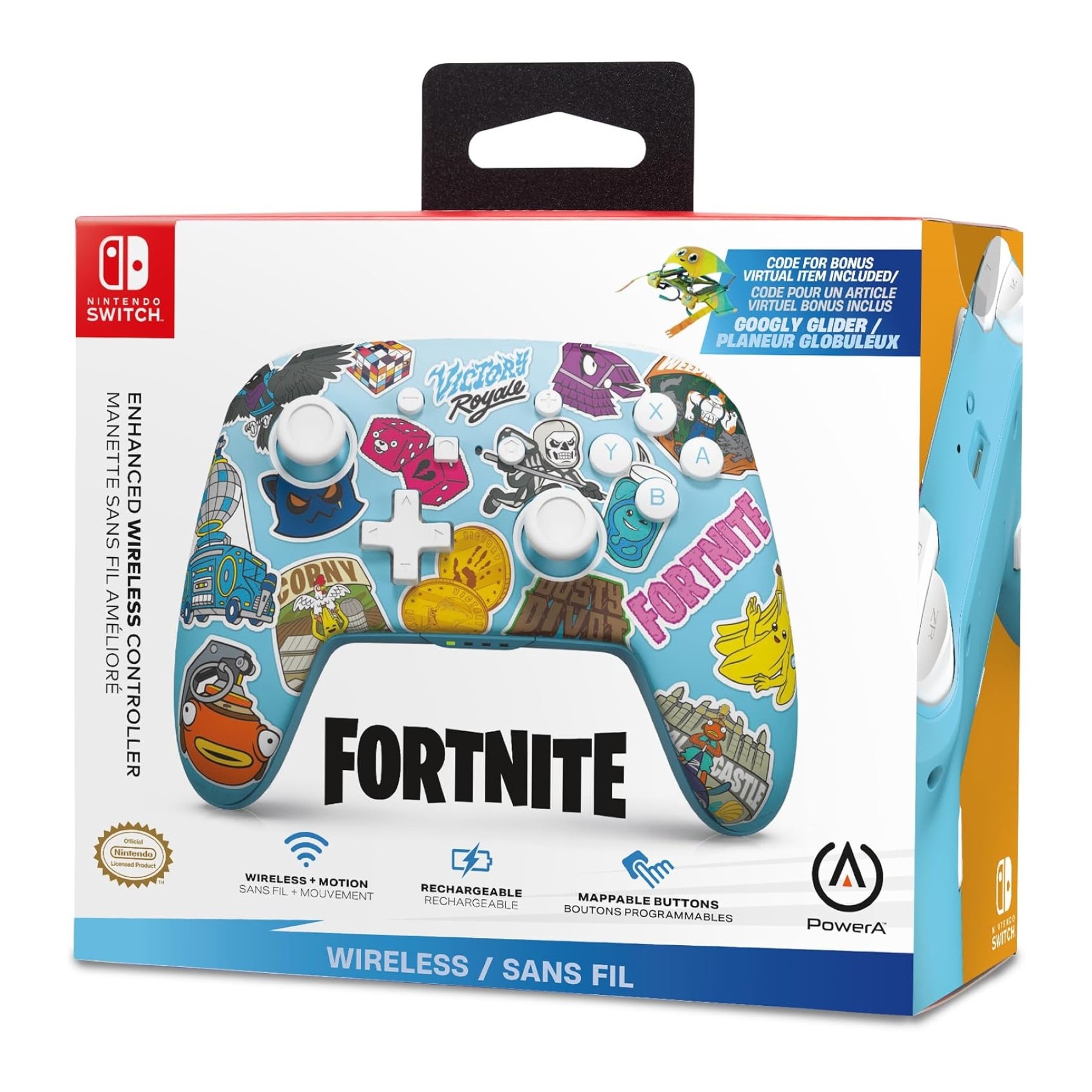 PowerA Enhanced Wireless Controller for Nintendo Switch - Fortnite Sticker Mania
