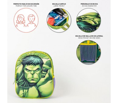 Mochila 3D Hulk Los Vengadores Avengers Marvel 31cm