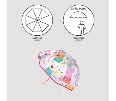Paraguas manual burbuja Peppa Pig 45cm