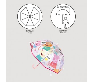 Paraguas manual burbuja Peppa Pig 45cm