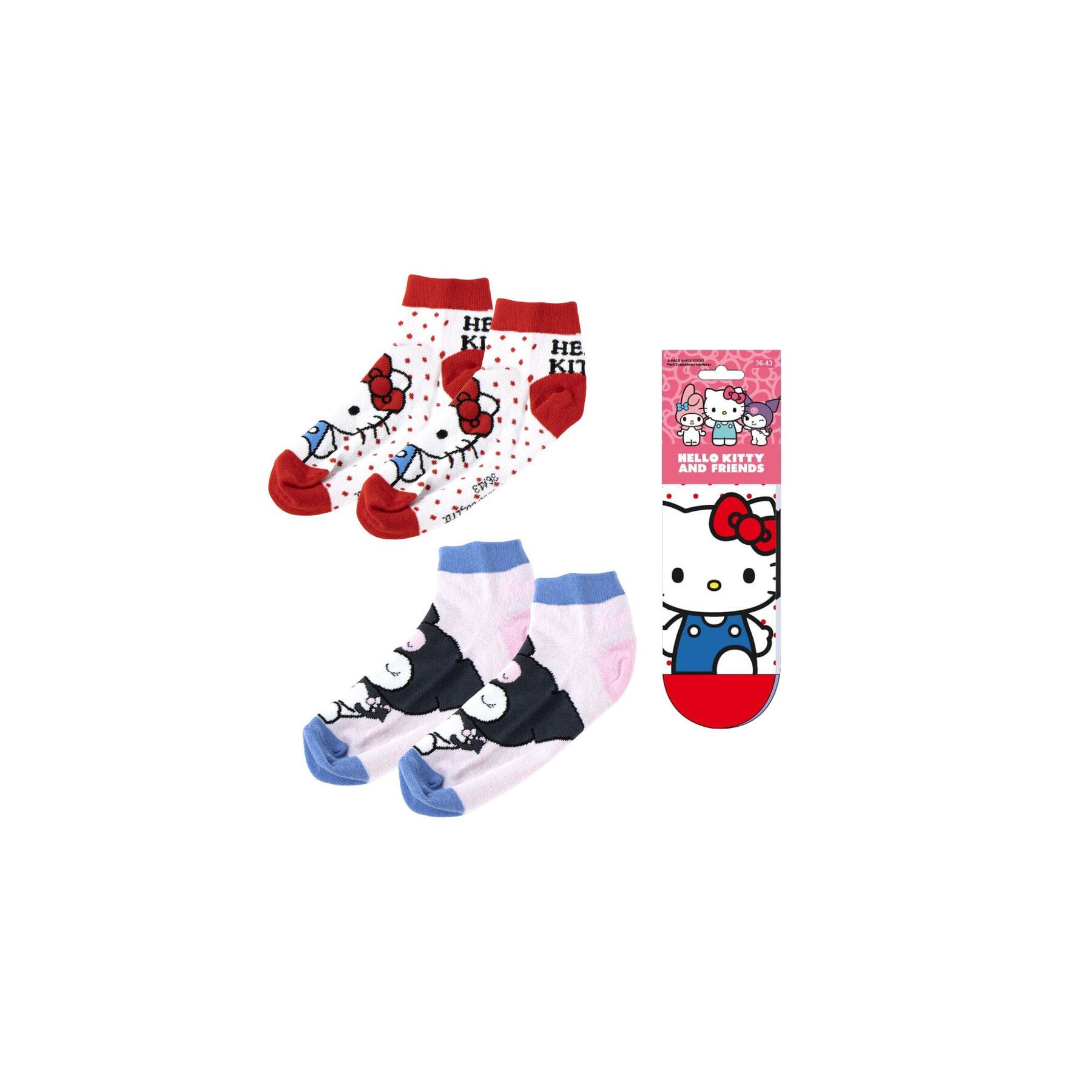 Set 2 pares calcetines Kuromi Hello Kitty adulto