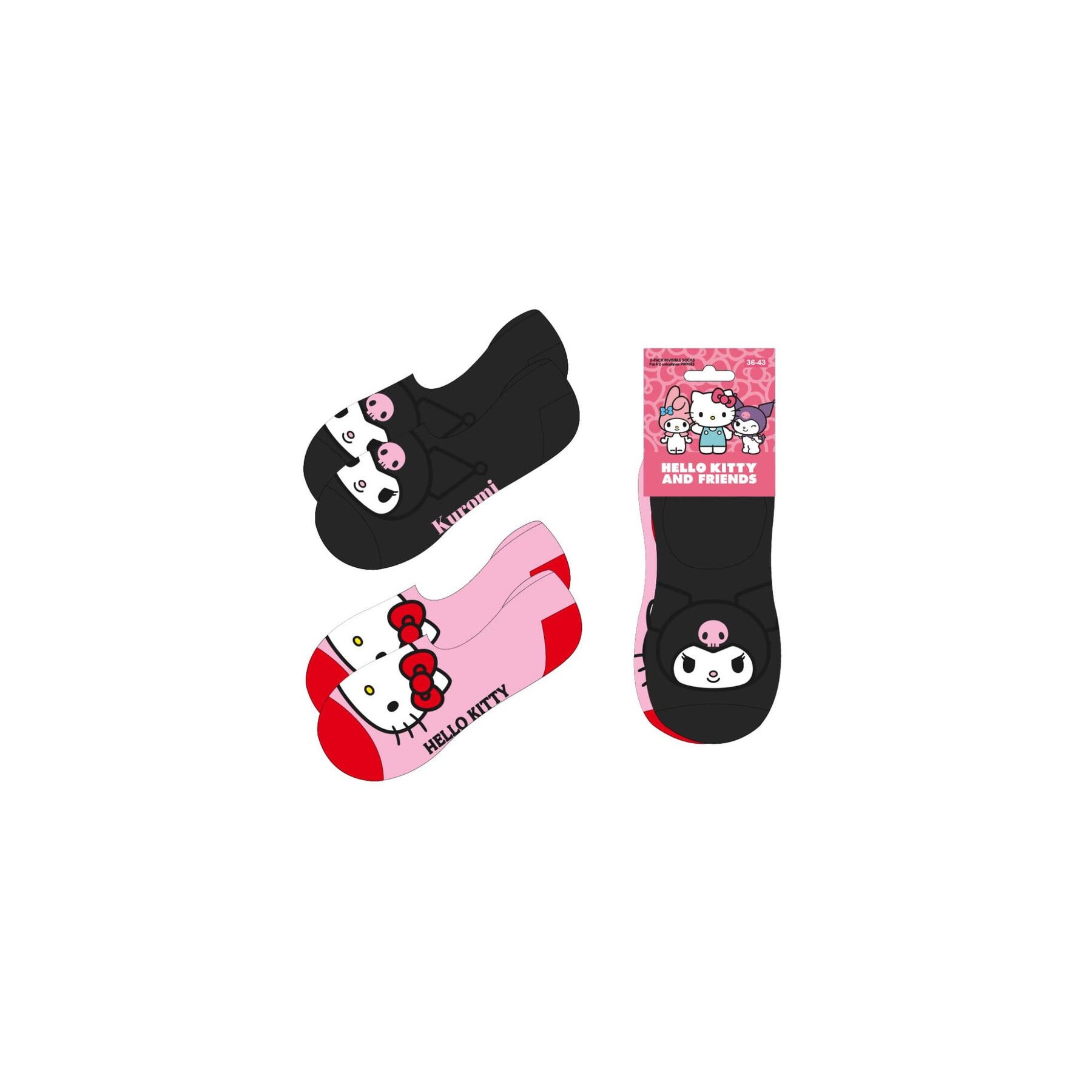 Set 2 pares calcetines Kuromi Hello Kitty adulto