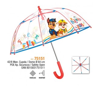 Paraguas manual transparente Patrulla Canina Paw Patrol 42cm