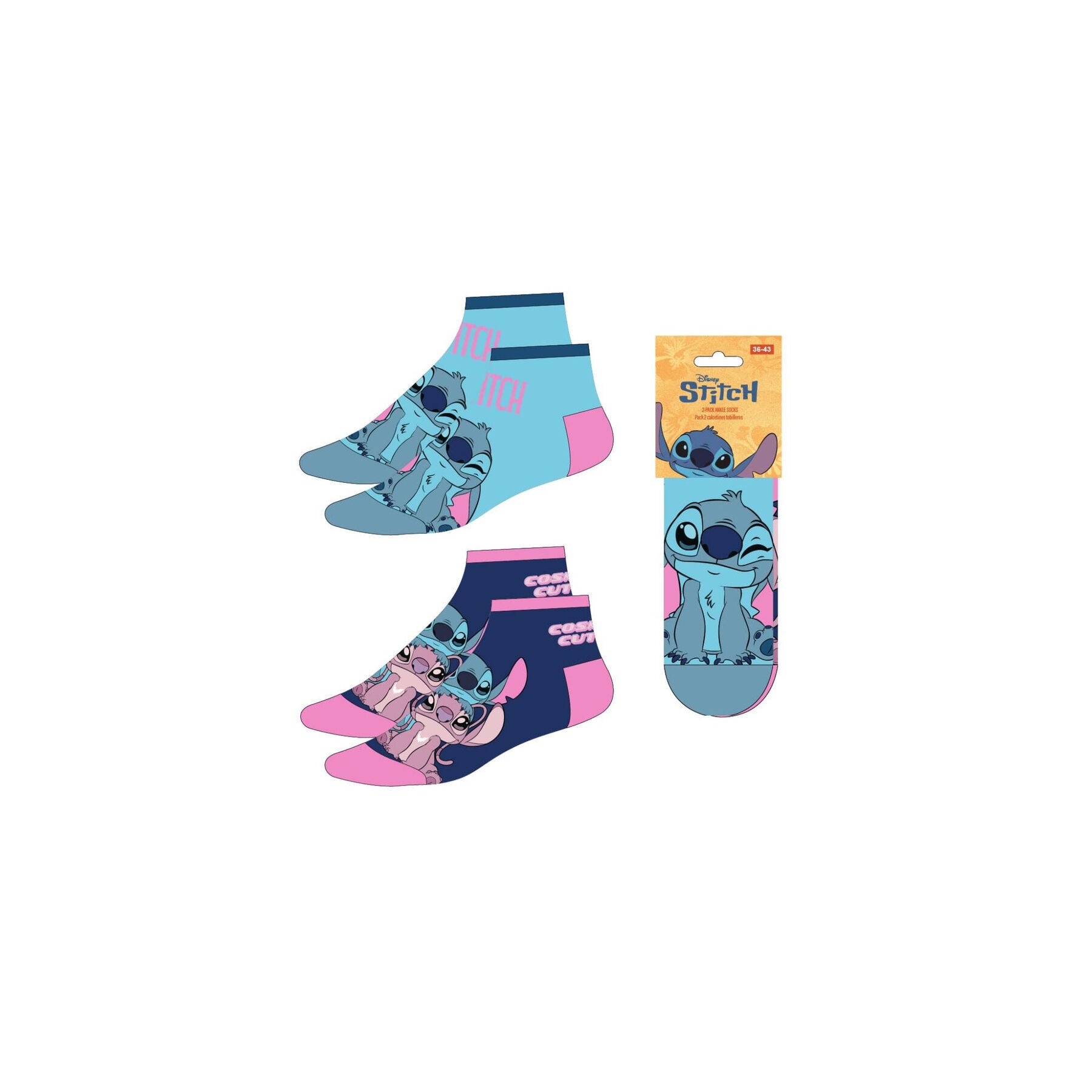 Set 2 pares calcetines Stitch Disney adulto