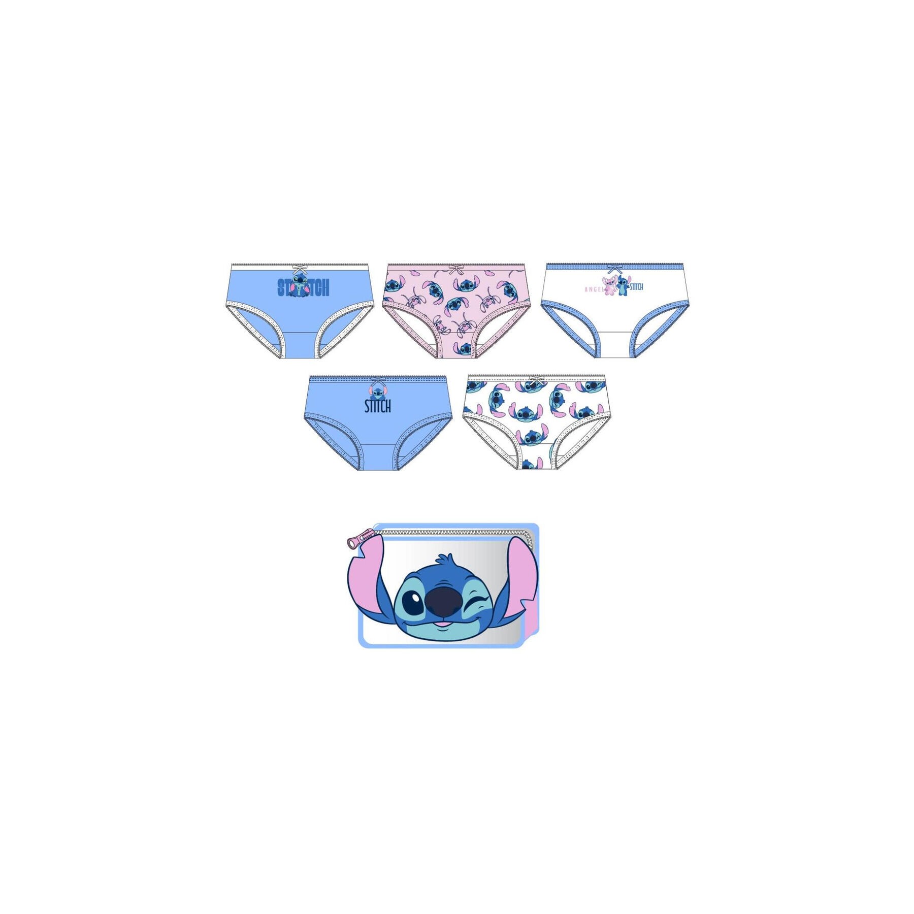 Set 5 braguitas Stitch