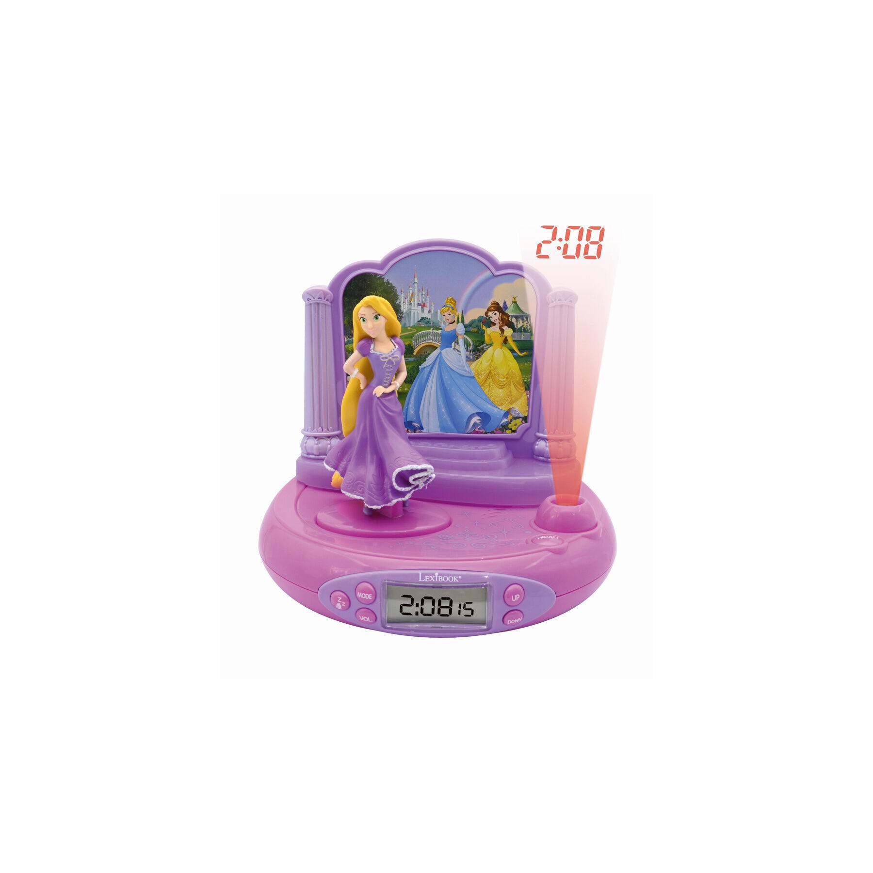 Reloj Despertador Proyector 3D Rapunzel Princesas Disney