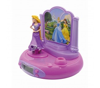Reloj Despertador Proyector 3D Rapunzel Princesas Disney