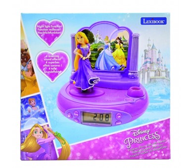 Reloj Despertador Proyector 3D Rapunzel Princesas Disney