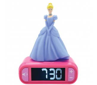 Reloj Despertador Luz Nocturna 3D Cenicienta Princesas Disney