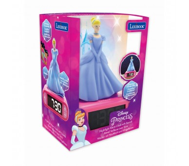 Reloj Despertador Luz Nocturna 3D Cenicienta Princesas Disney