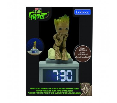 Reloj Despertador Luz Nocturna 3D Groot Guardianes de la Galaxia Marvel