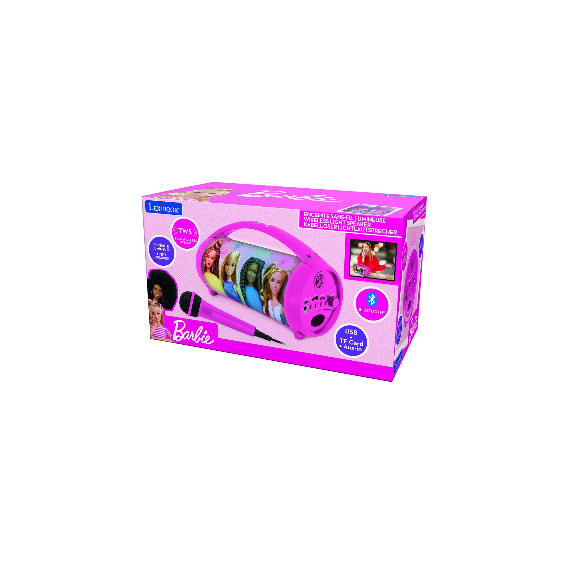 Altavoz Bluetooth Luminoso + Microfono Barbie