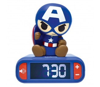 Reloj Despertador Luz Nocturna 3D Capitan America Vengadores Avengers Marvel