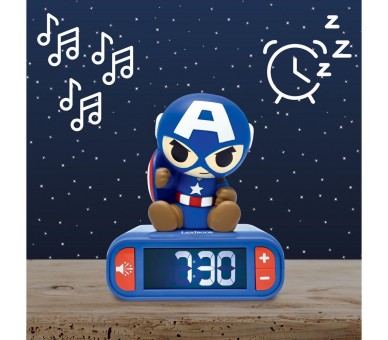 Reloj Despertador Luz Nocturna 3D Capitan America Vengadores Avengers Marvel