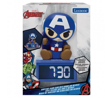 Reloj Despertador Luz Nocturna 3D Capitan America Vengadores Avengers Marvel