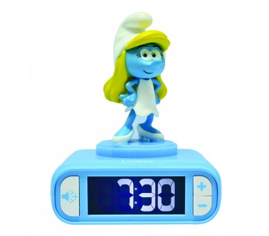 Reloj Despertador Luz Nocturna 3D Pitufina Los Pitufos