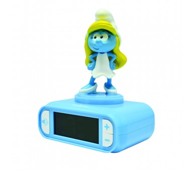 Reloj Despertador Luz Nocturna 3D Pitufina Los Pitufos