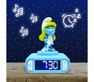 Reloj Despertador Luz Nocturna 3D Pitufina Los Pitufos