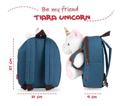 Mochila + peluche Unicornio Tiara 26cm