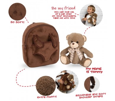 Mochila + peluche Oso Tommy 26cm
