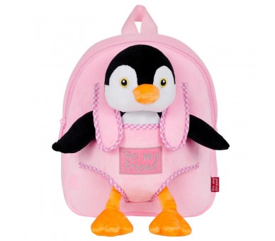 Mochila reversible + peluche Peggie Pinguino 27cm