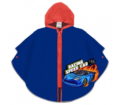 Chubasquero azul coche de carreras cremallera