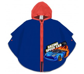 Chubasquero azul coche de carreras cremallera