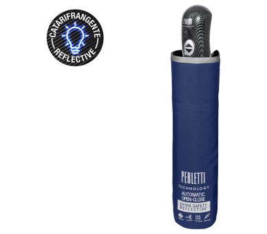 Paraguas plegable automatico azul 58cm