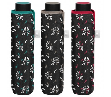 Paraguas plegable manual negro estampado 54cm surtido