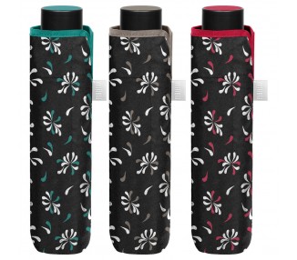 Paraguas plegable manual negro estampado 54cm surtido