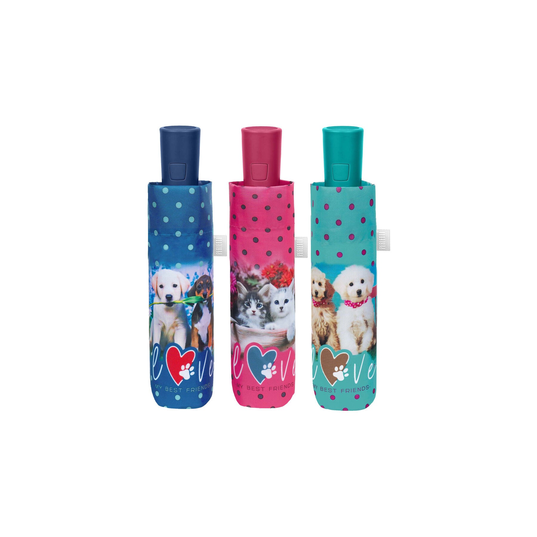 Paraguas plegable automatico perros y gatos 54cm surtido