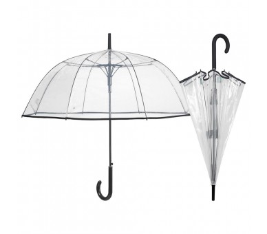 Paraguas automatico Transparente borde negro 61cm surtido