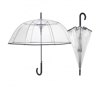 Paraguas automatico Transparente borde negro 61cm surtido