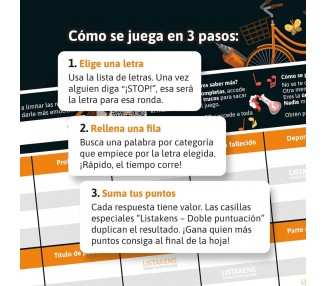 Juego mesa Listos Listas y Listakens español